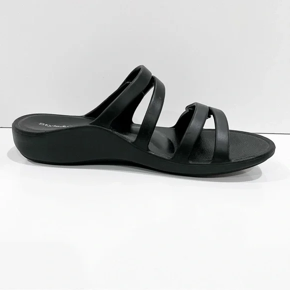 Style & Co Jessaa Double Band Slide Sandals EVA Adjustable Strap Black 9 NEW - Picture 8 of 10